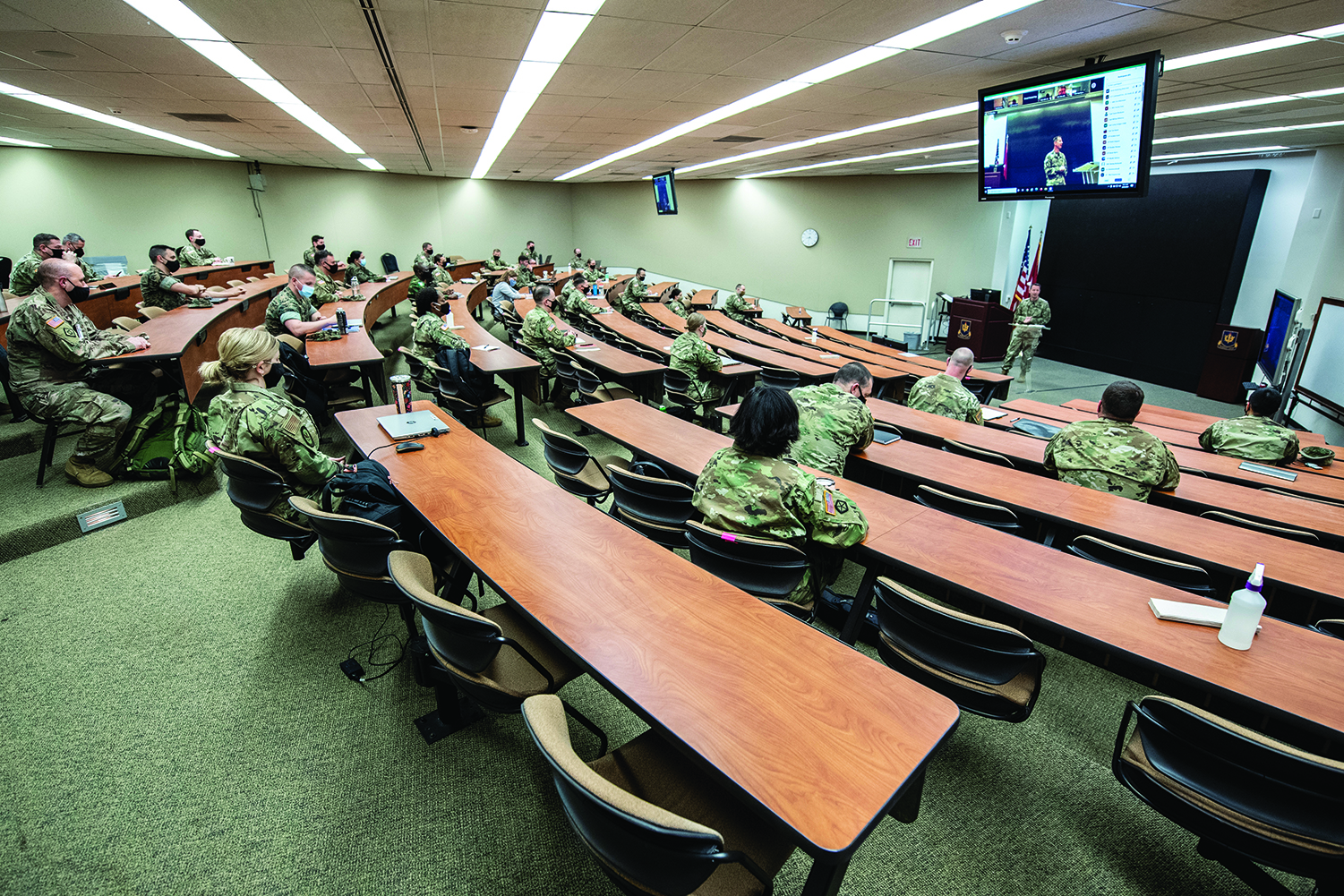 BG R. Patrick Huston discusses the JAG Corps
        profession with the 69th Graduate Course at
        TJAGLCS. (Credit: Jason Wilkerson, TJAGLCS)